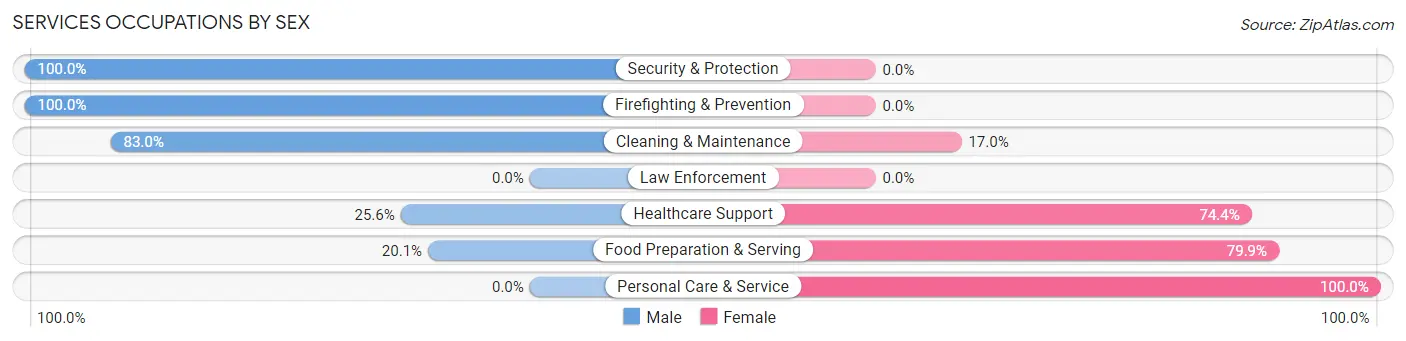 Services Occupations by Sex in Zip Code 49267