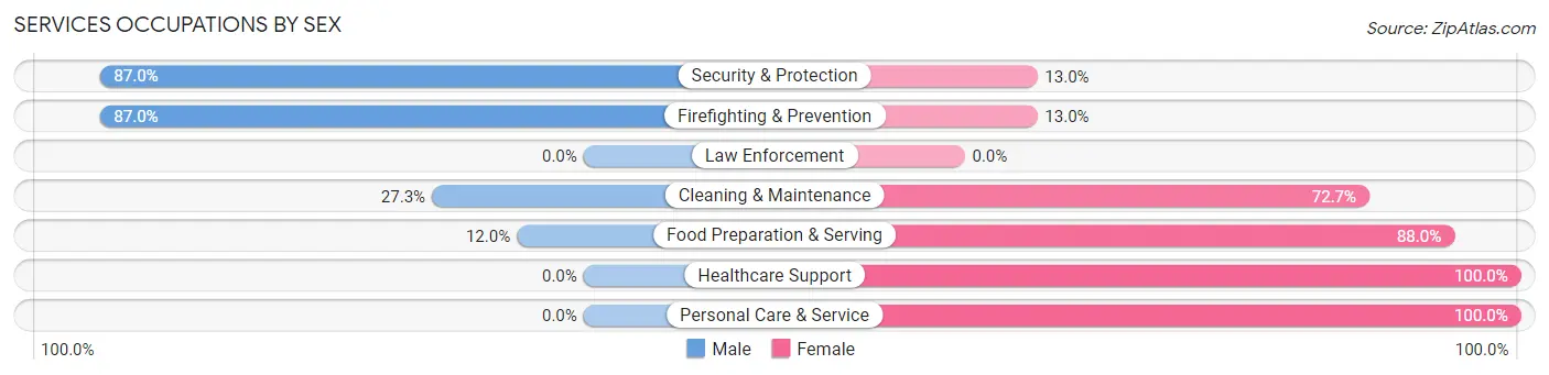 Services Occupations by Sex in Zip Code 49268