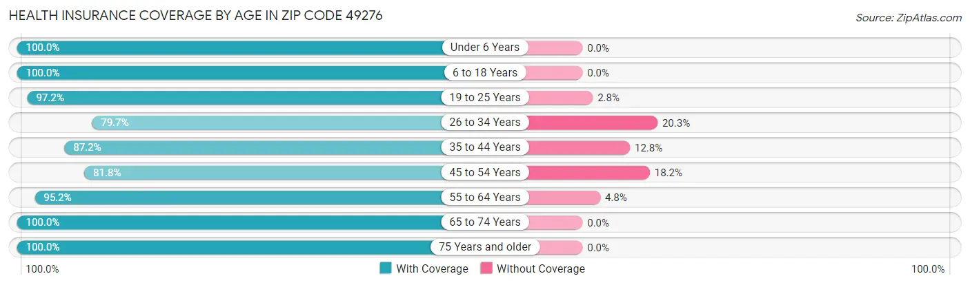 Health Insurance Coverage by Age in Zip Code 49276