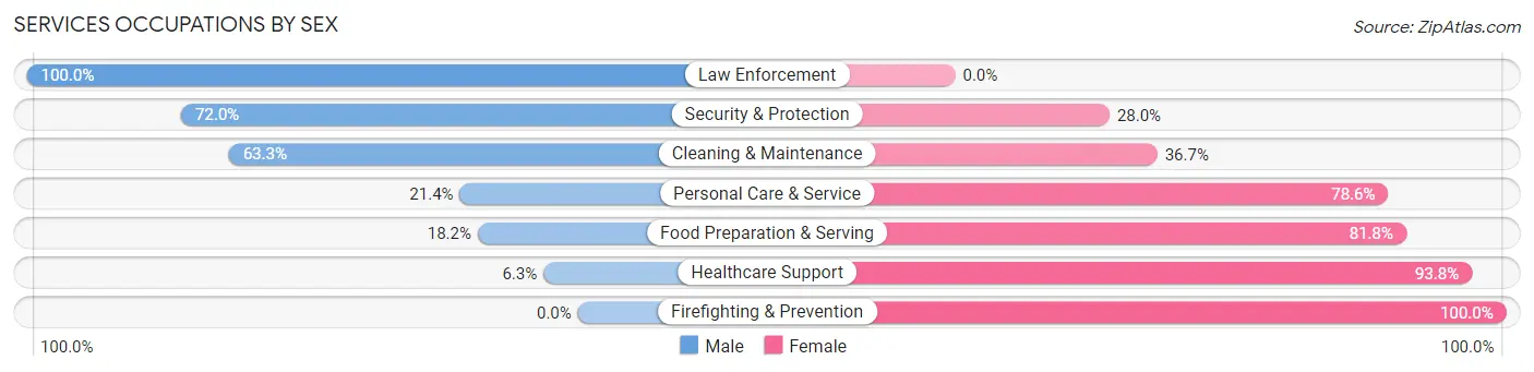 Services Occupations by Sex in Zip Code 49284