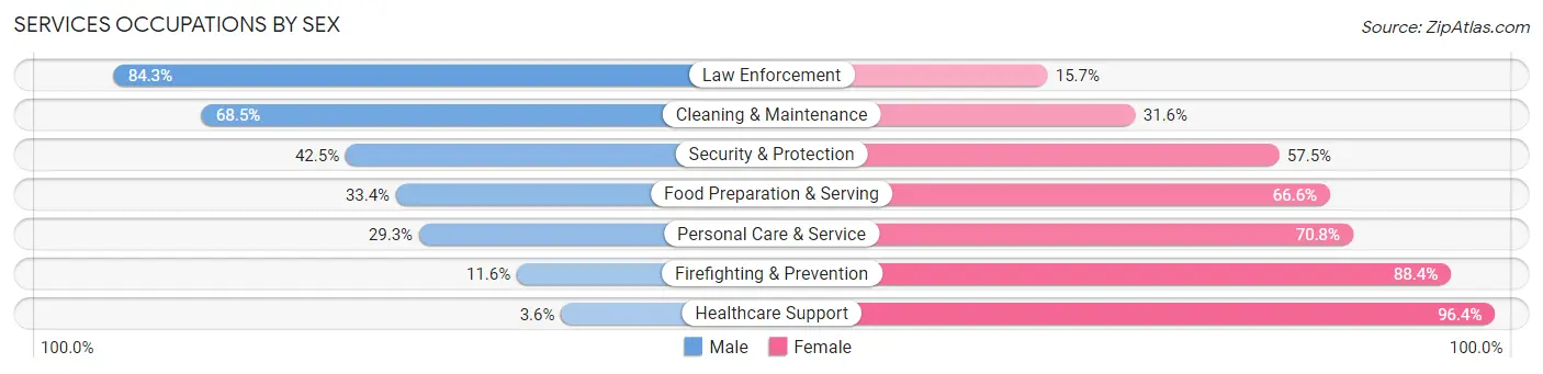 Services Occupations by Sex in Zip Code 49286