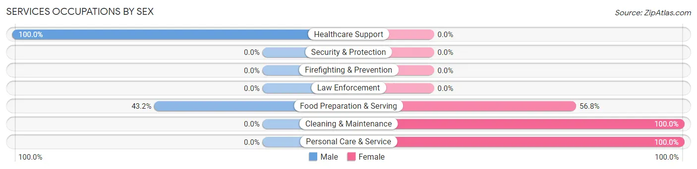 Services Occupations by Sex in Zip Code 49287