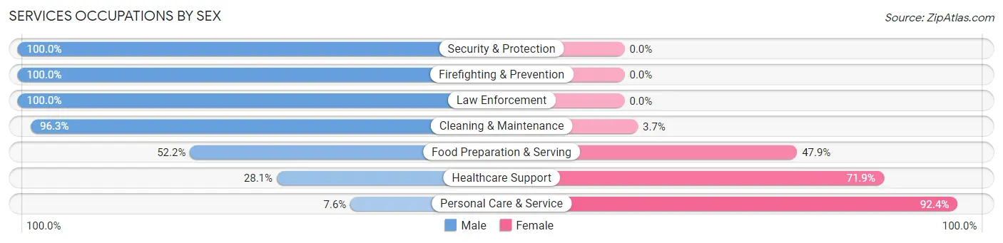 Services Occupations by Sex in Zip Code 49301