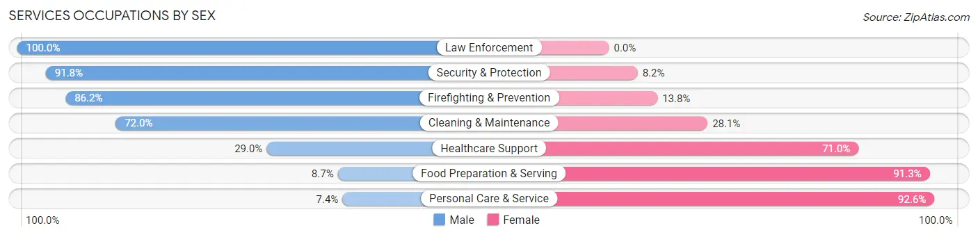 Services Occupations by Sex in Zip Code 49302