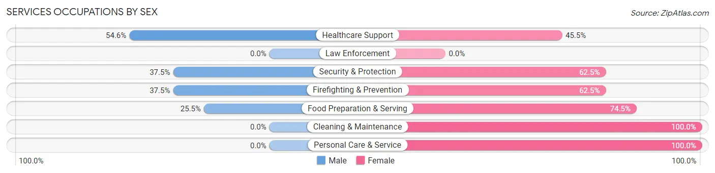 Services Occupations by Sex in Zip Code 49303