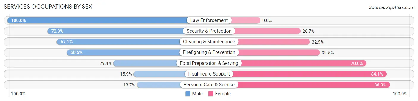 Services Occupations by Sex in Zip Code 49307