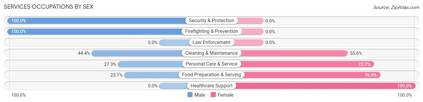 Services Occupations by Sex in Zip Code 49309