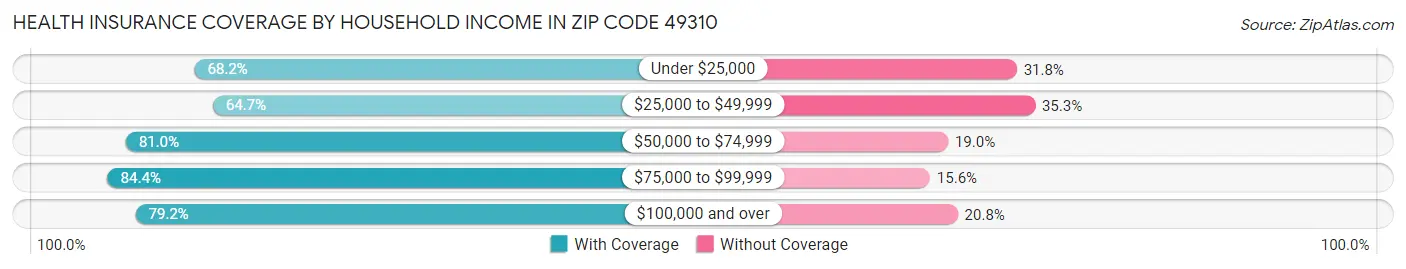 Health Insurance Coverage by Household Income in Zip Code 49310