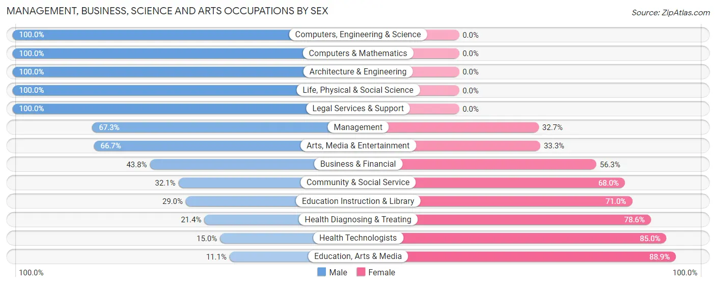 Management, Business, Science and Arts Occupations by Sex in Zip Code 49318