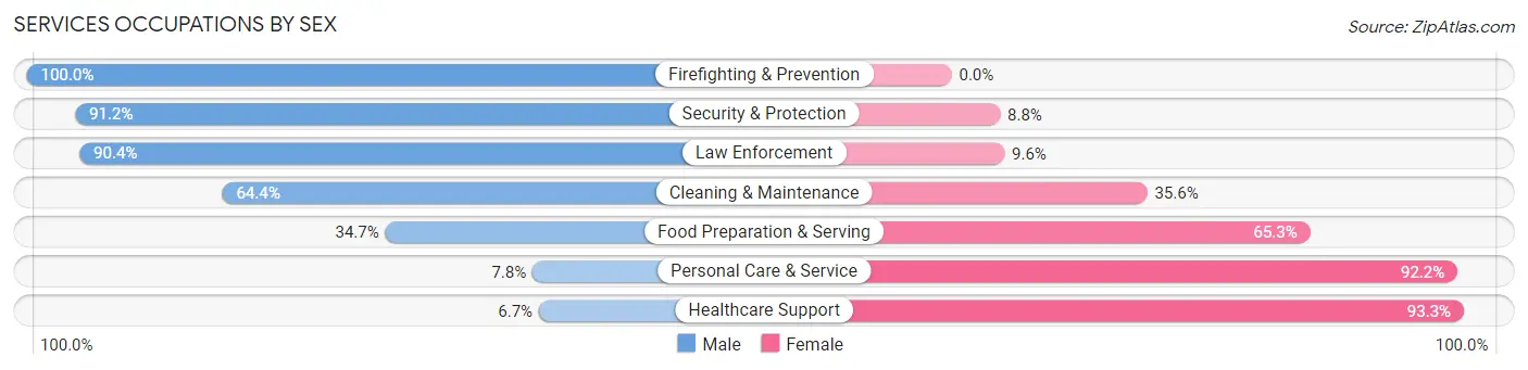 Services Occupations by Sex in Zip Code 49319