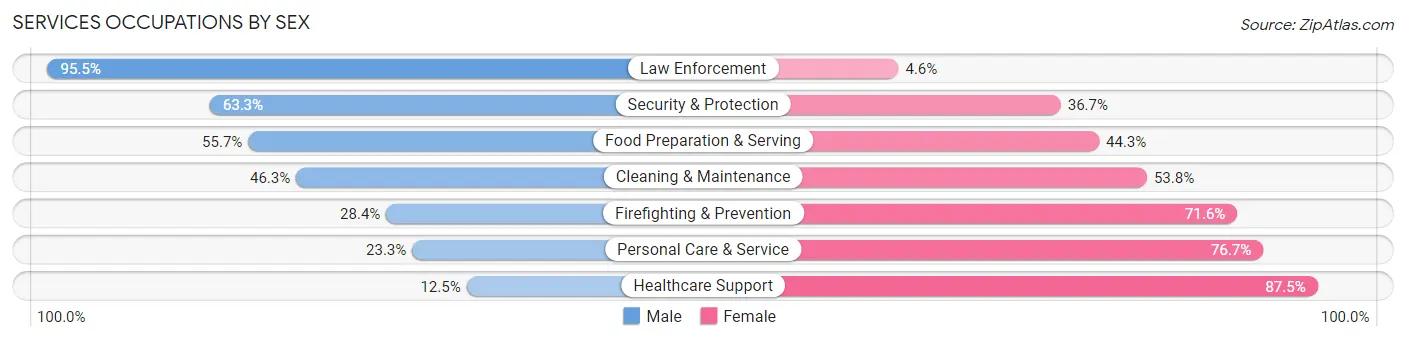 Services Occupations by Sex in Zip Code 49321