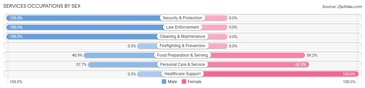 Services Occupations by Sex in Zip Code 49326