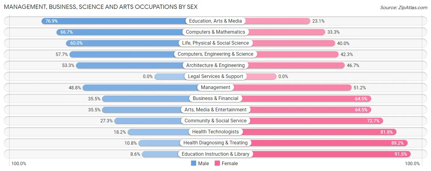Management, Business, Science and Arts Occupations by Sex in Zip Code 49328