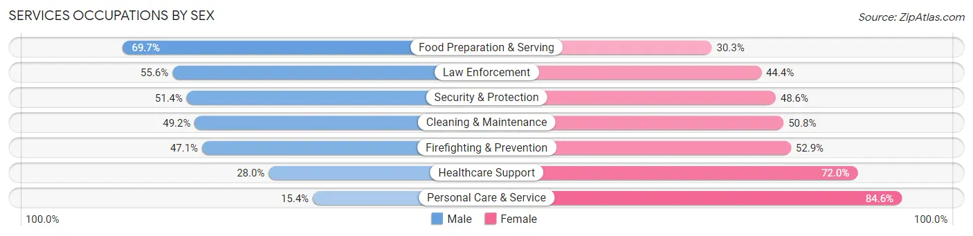Services Occupations by Sex in Zip Code 49328