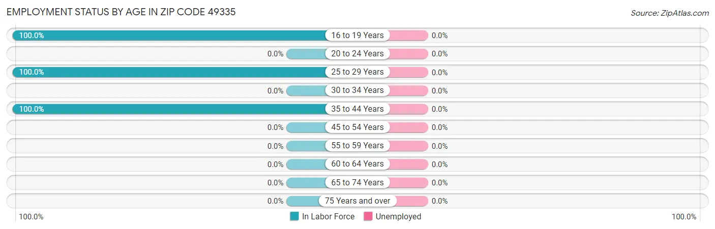 Employment Status by Age in Zip Code 49335