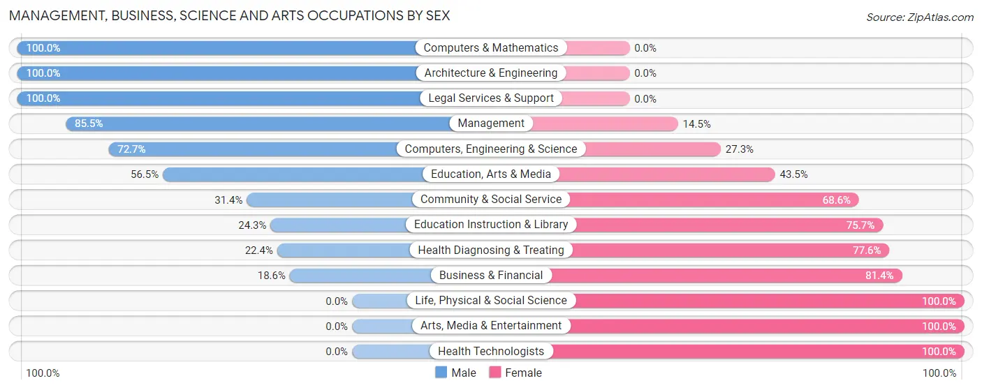 Management, Business, Science and Arts Occupations by Sex in Zip Code 49336