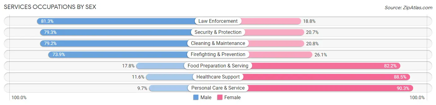 Services Occupations by Sex in Zip Code 49337
