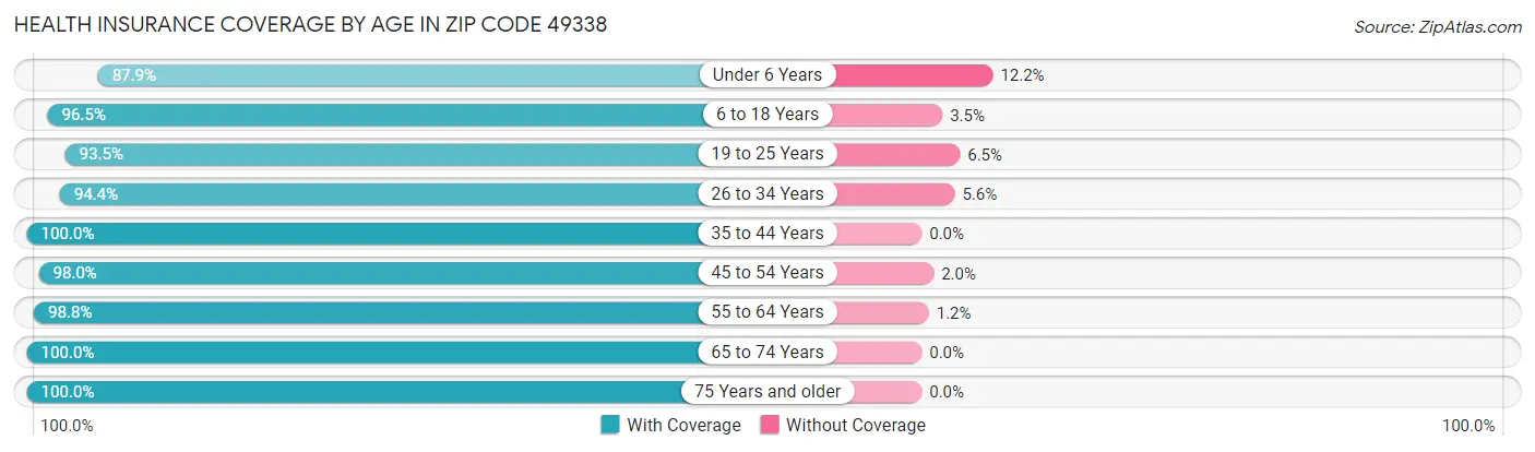 Health Insurance Coverage by Age in Zip Code 49338