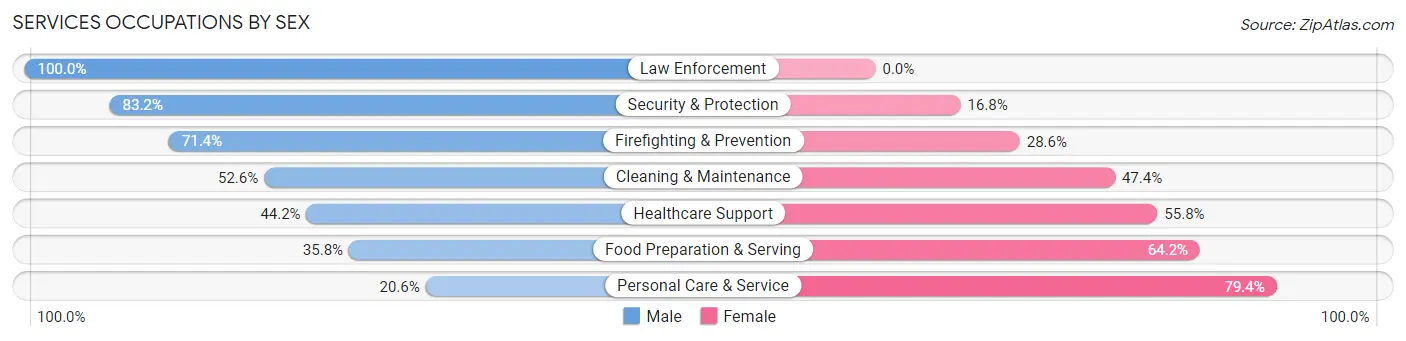 Services Occupations by Sex in Zip Code 49341