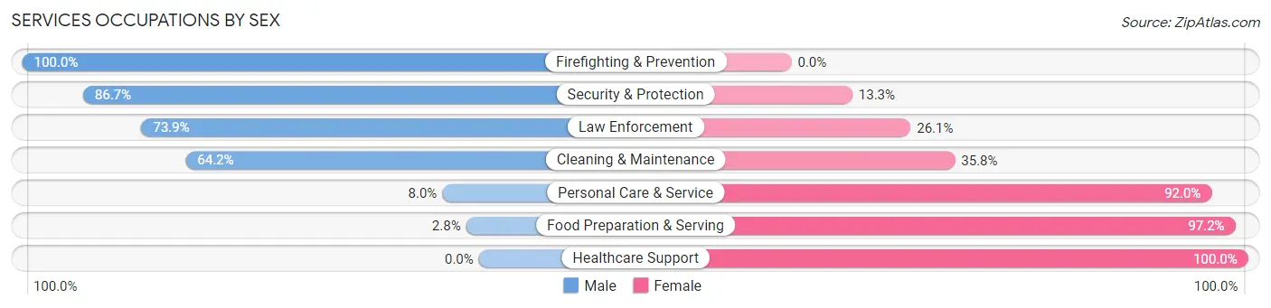 Services Occupations by Sex in Zip Code 49346