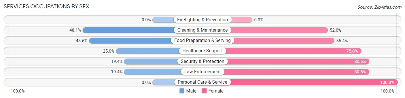 Services Occupations by Sex in Zip Code 49348