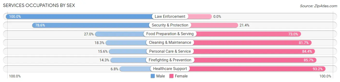 Services Occupations by Sex in Zip Code 49349