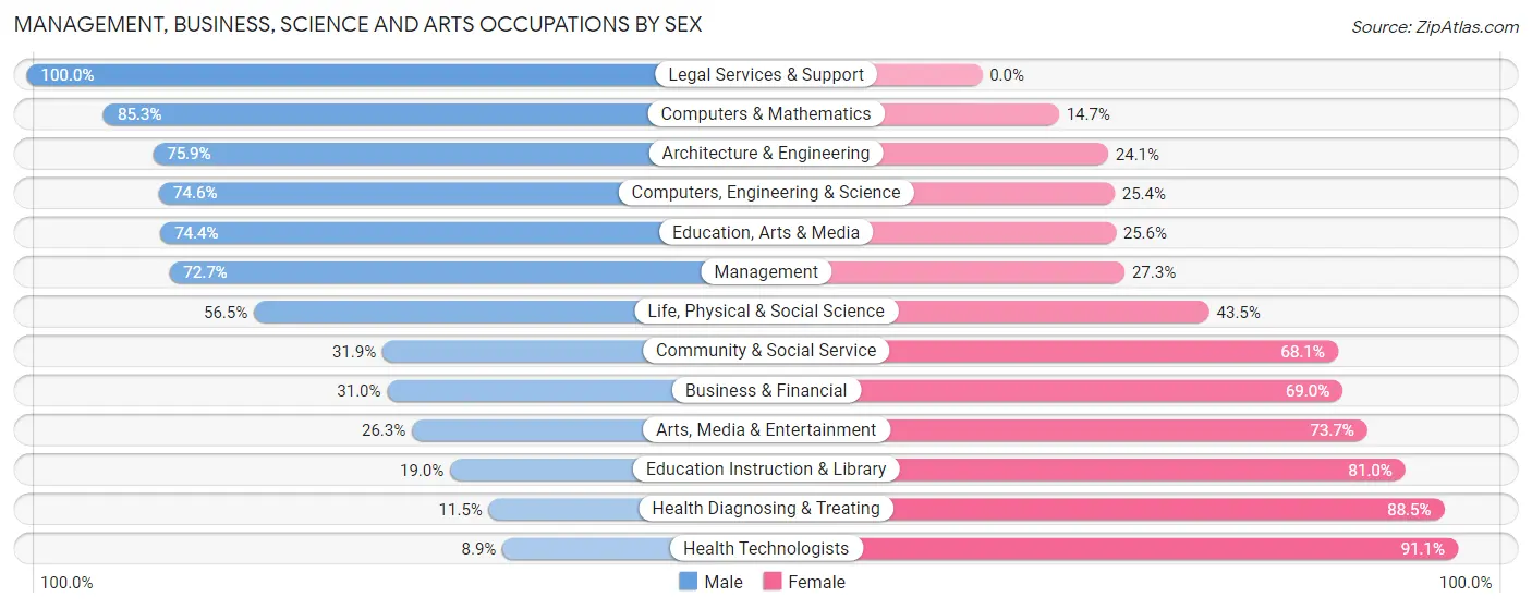 Management, Business, Science and Arts Occupations by Sex in Zip Code 49404