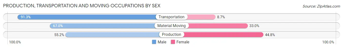 Production, Transportation and Moving Occupations by Sex in Zip Code 49412