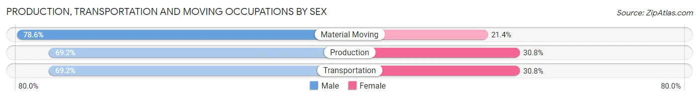 Production, Transportation and Moving Occupations by Sex in Zip Code 49418