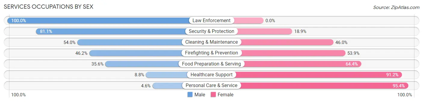 Services Occupations by Sex in Zip Code 49418