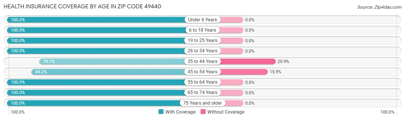 Health Insurance Coverage by Age in Zip Code 49440
