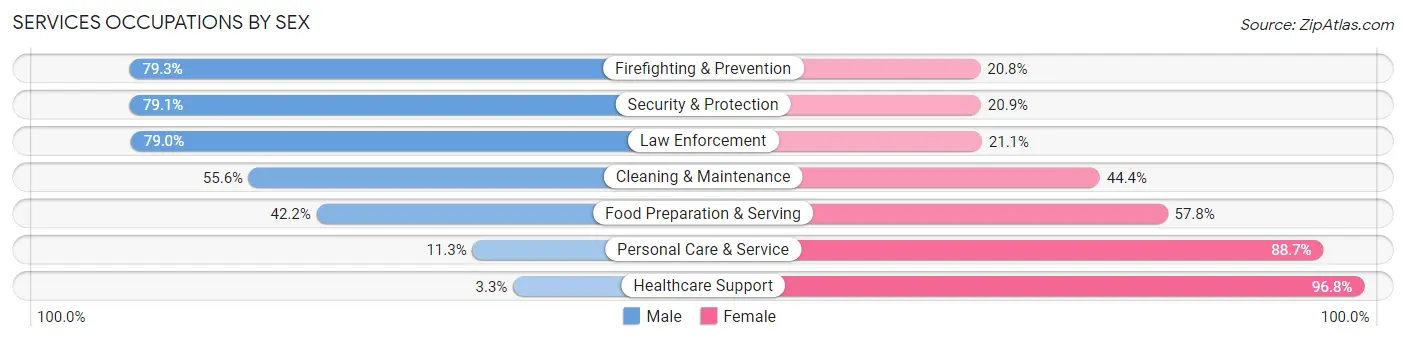 Services Occupations by Sex in Zip Code 49442