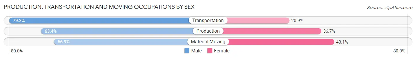 Production, Transportation and Moving Occupations by Sex in Zip Code 49444