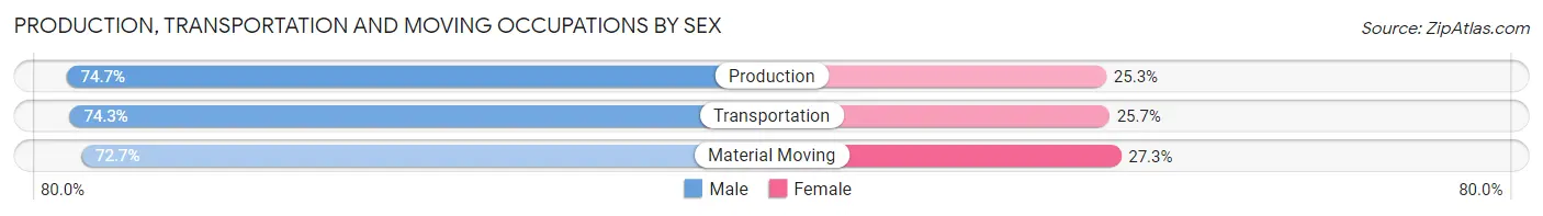Production, Transportation and Moving Occupations by Sex in Zip Code 49452