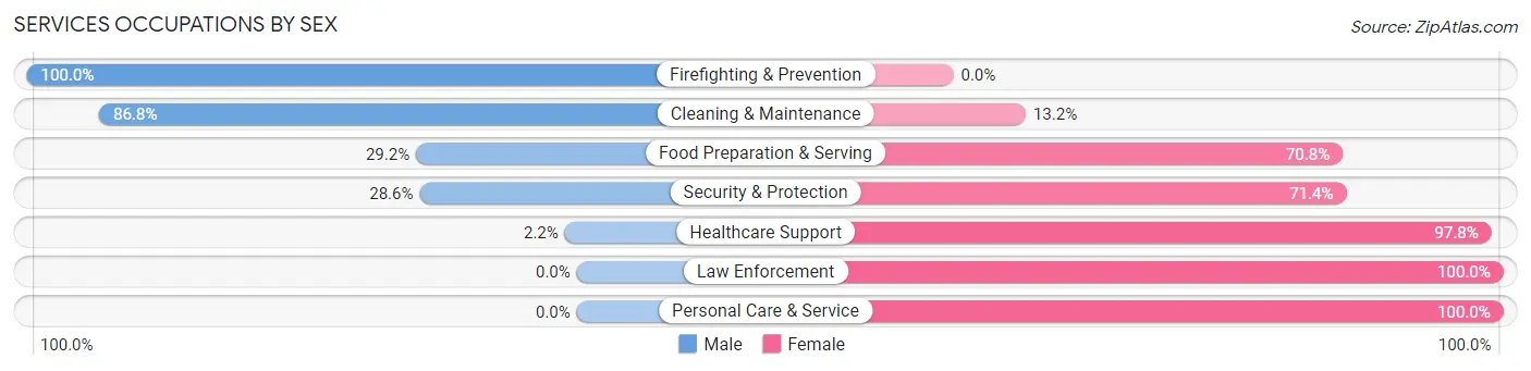Services Occupations by Sex in Zip Code 49452