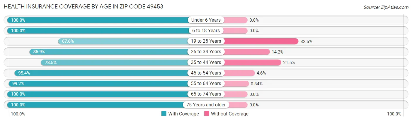 Health Insurance Coverage by Age in Zip Code 49453