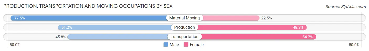 Production, Transportation and Moving Occupations by Sex in Zip Code 49455