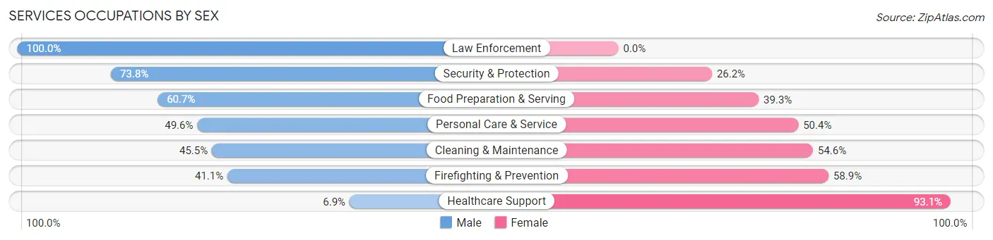 Services Occupations by Sex in Zip Code 49456