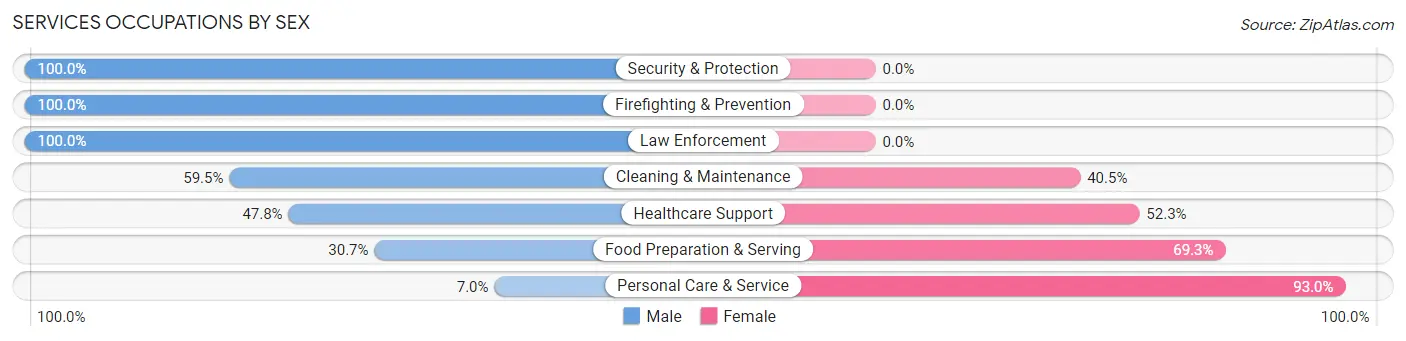 Services Occupations by Sex in Zip Code 49457