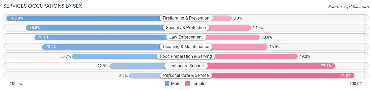 Services Occupations by Sex in Zip Code 49460