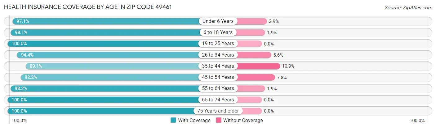 Health Insurance Coverage by Age in Zip Code 49461