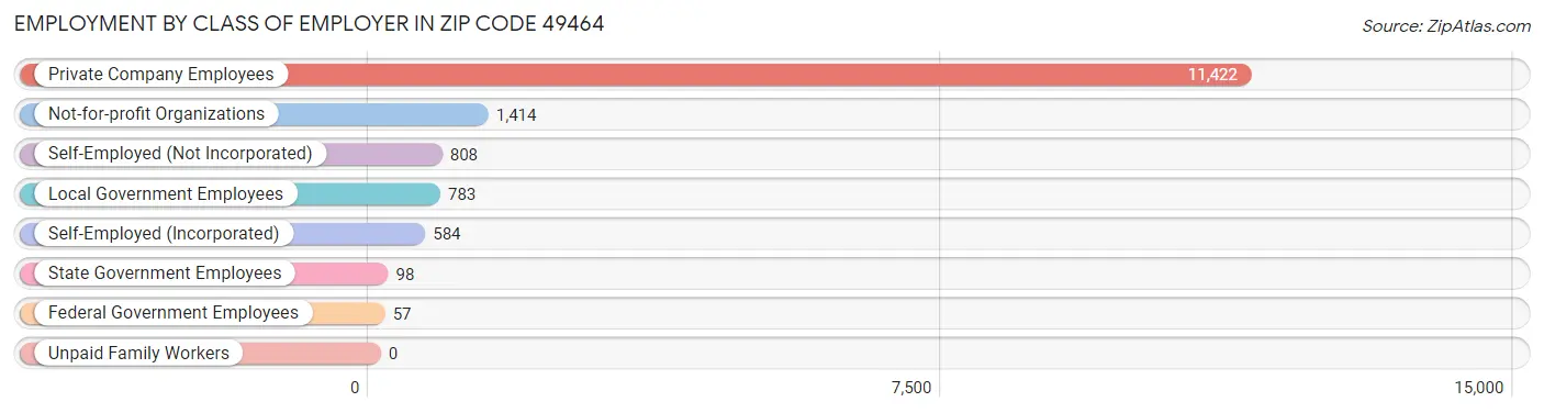 Employment by Class of Employer in Zip Code 49464