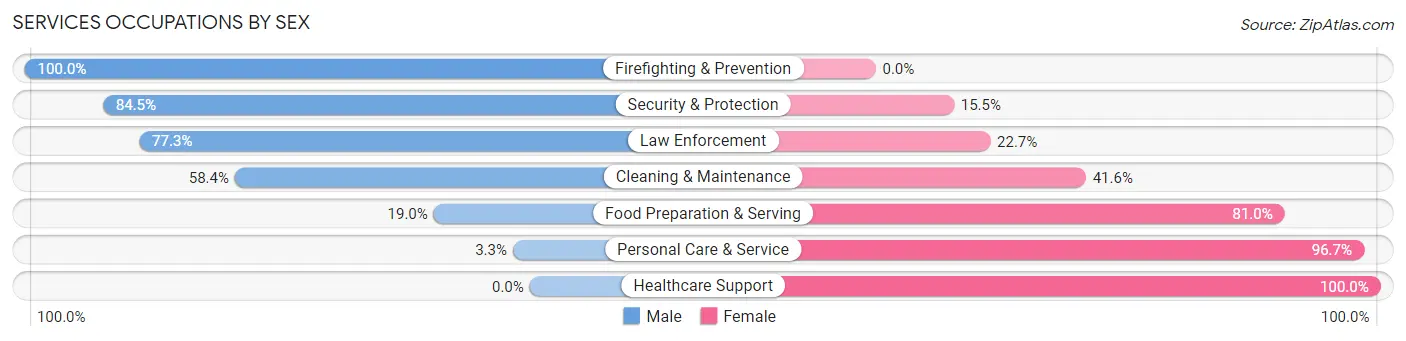 Services Occupations by Sex in Zip Code 49464