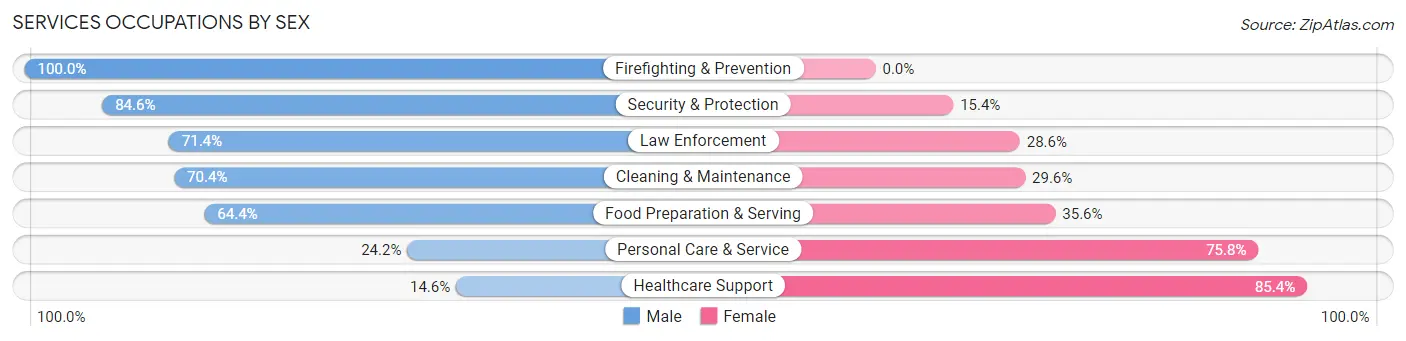 Services Occupations by Sex in Zip Code 49509
