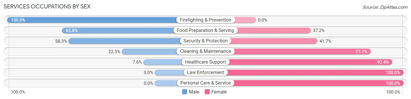 Services Occupations by Sex in Zip Code 49544