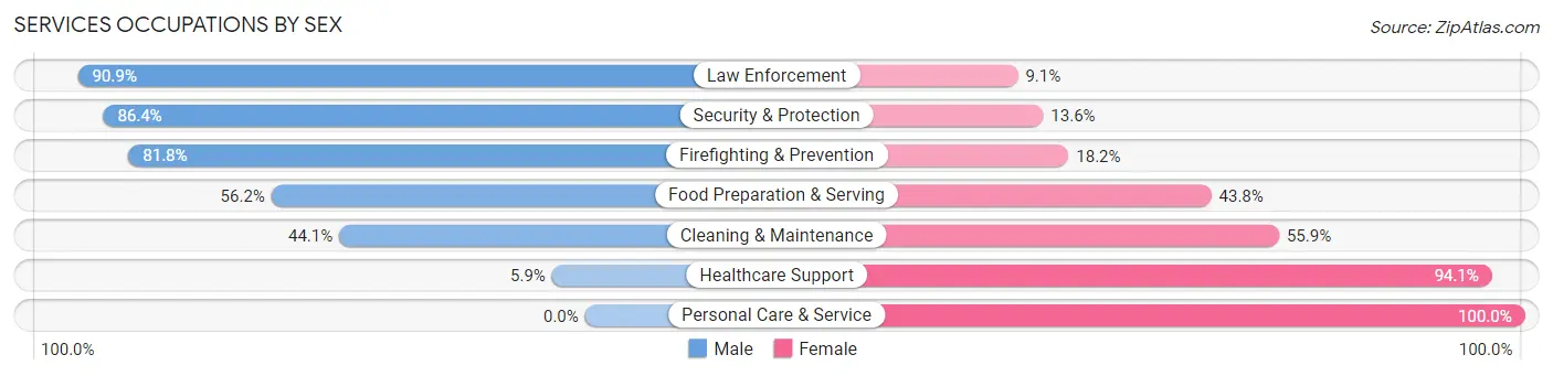 Services Occupations by Sex in Zip Code 49601