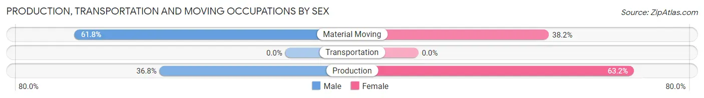 Production, Transportation and Moving Occupations by Sex in Zip Code 49611