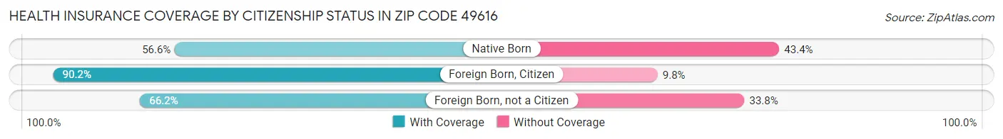 Health Insurance Coverage by Citizenship Status in Zip Code 49616