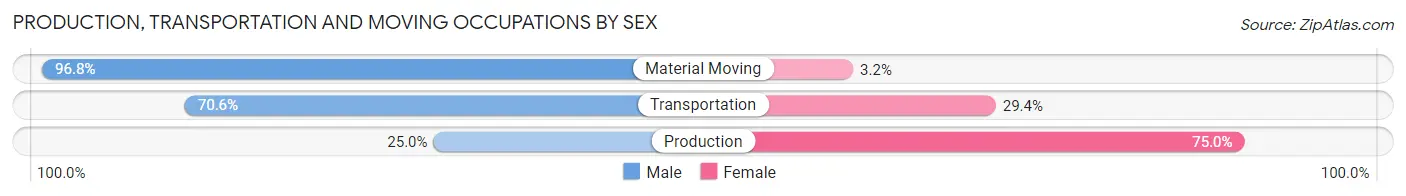 Production, Transportation and Moving Occupations by Sex in Zip Code 49616
