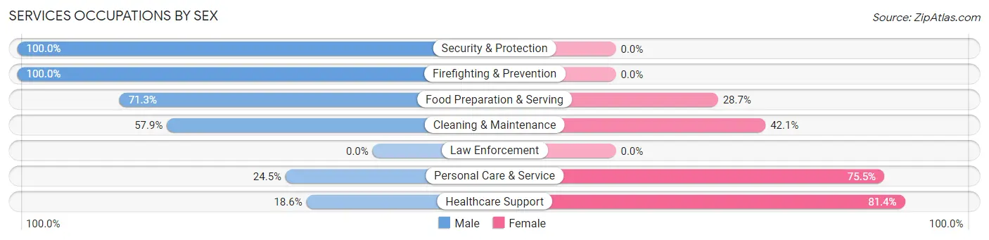 Services Occupations by Sex in Zip Code 49616